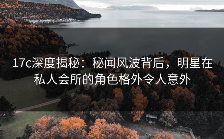 17c深度揭秘：秘闻风波背后，明星在私人会所的角色格外令人意外