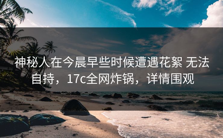 神秘人在今晨早些时候遭遇花絮 无法自持,17c全网炸锅,详情围观 神秘人在今晨早些时候遭遇花絮 无法自持,17c全网炸锅,详情围观